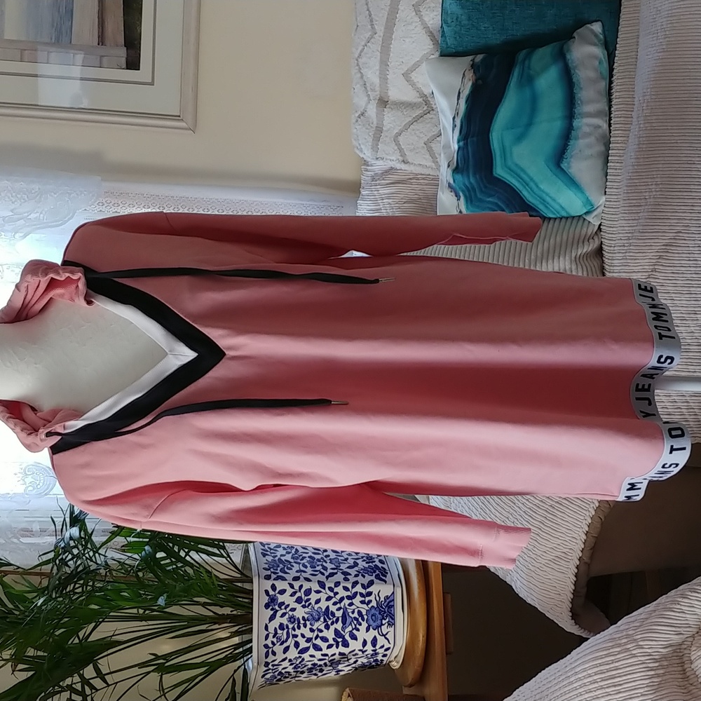 Tommy Jeans Pink Hoodie Sweatshirt/Dress. Size L. - Picture 5 of 11